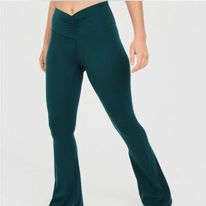 OFFLINE By Aerie Real Me High Waisted Ruched Flare Legging Green size S